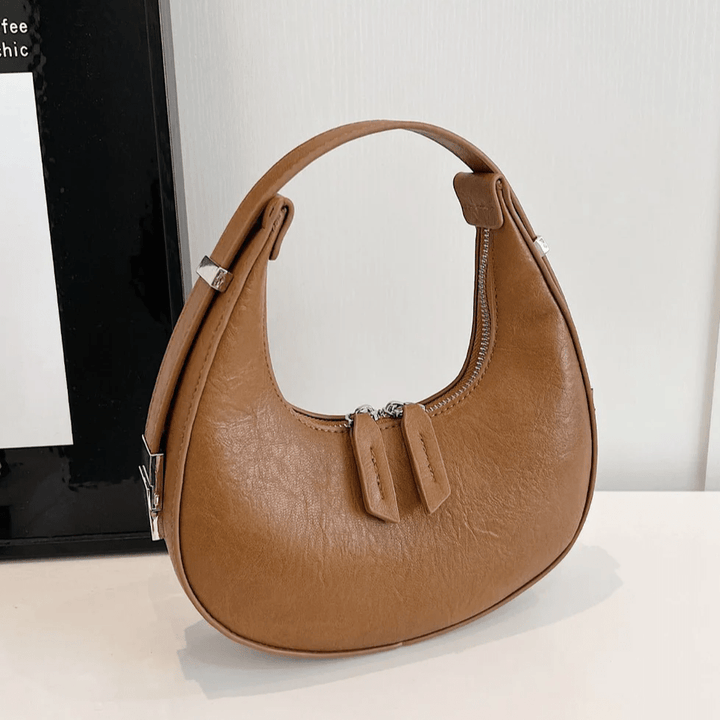 Moon Vegan Leather Crossbody Bag in Cognac